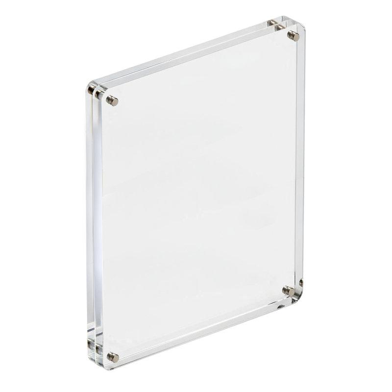 Premium Rounded Clear Acrylic Magnetic Photo Frame, 8.5" X 11"