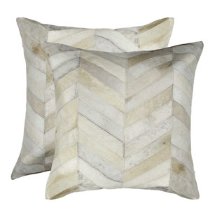 (Set of Two) Chevron Cowhide Throw Pillows
