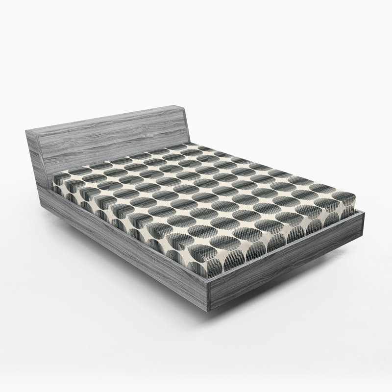 Drap-housse Ambesonne, Gris anthracite, gris, coquille d'œuf / géométr, Drap-housse grand