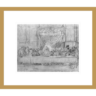 La Cène après la fresque de Léonard de Vinci (1452-1519) par Rembrandt van Rijn - Reproduction giclée encadrée
