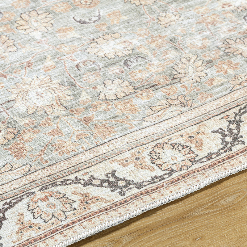 Isaic Washable Oriental Indoor Rug, Rectangle 6'7" x 9'