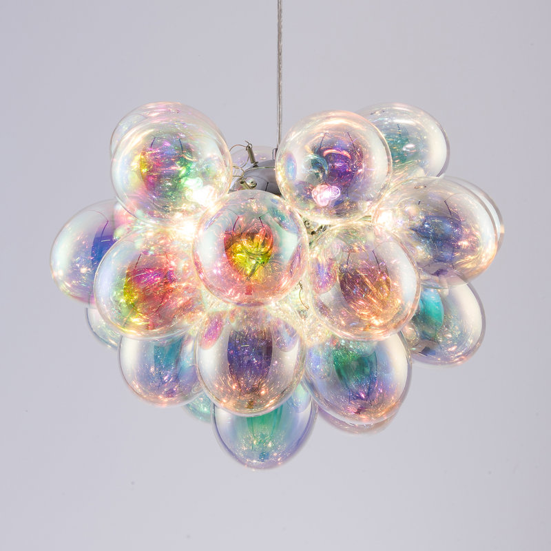 Abdurrahman 5 - Light Polished Chrome Cluster Pendant, Iridescent