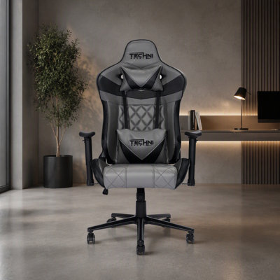 Chaise de jeu ergonomique Techni Sport XL avec hauteur réglable et coussin en cuir rembourré, idéale pour un confort et un soutien optimaux.