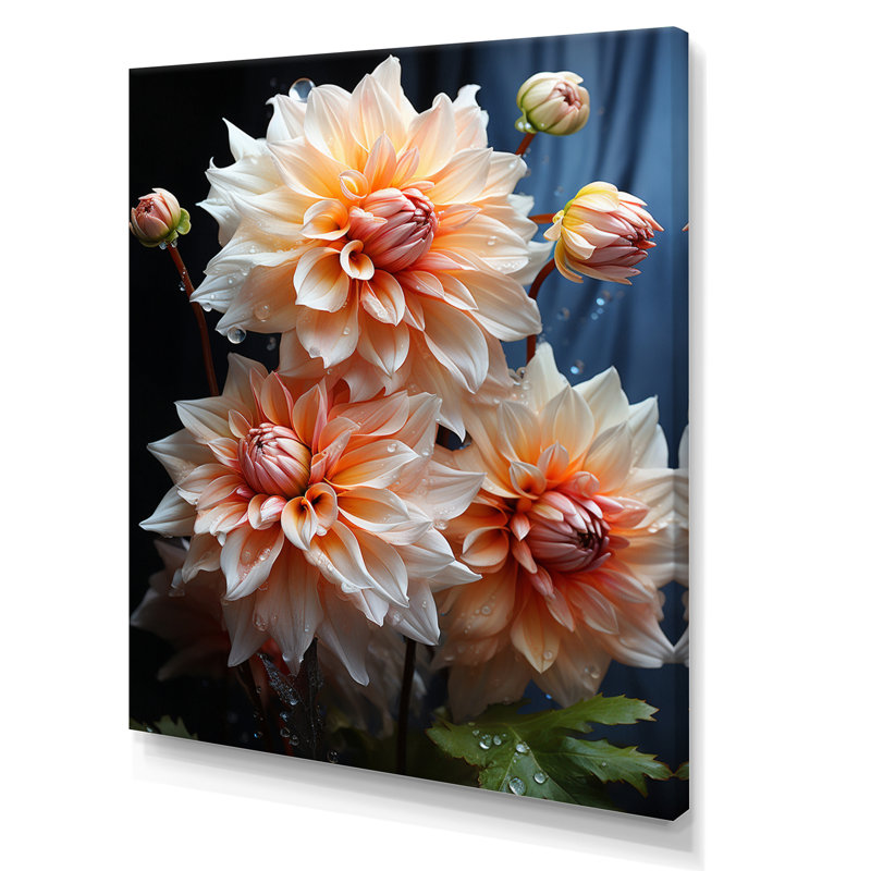Impression romantique sur toile Vontrel Peach Dahlia, H 44 po x l 34 po x P 1,5 po, Toile tendue