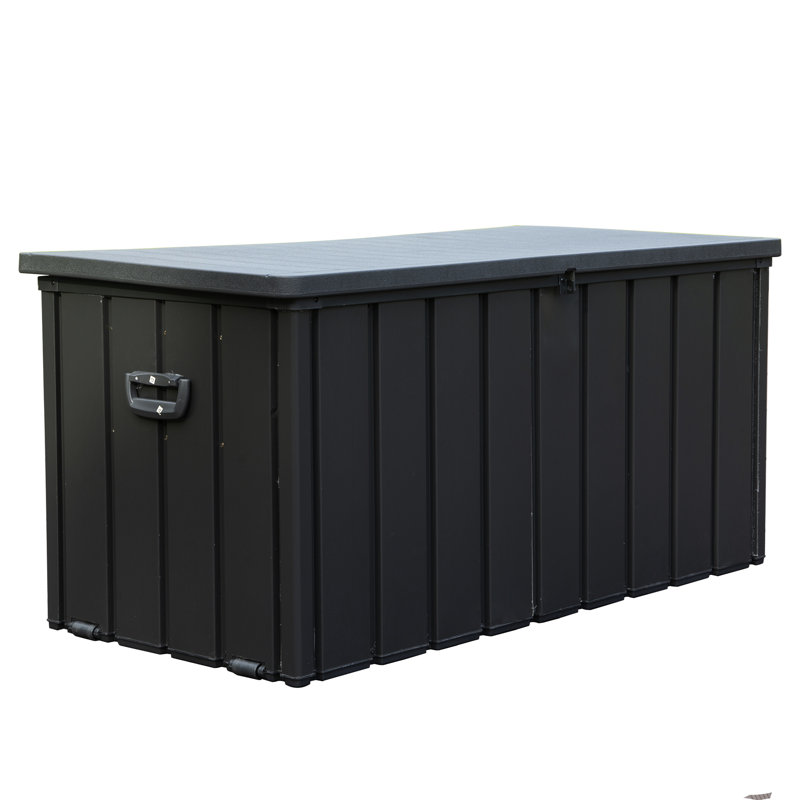 Outdoor 120 Gallon Dark Gray Deck Storage - Waterproof Bin For Pillows & Garden Tools