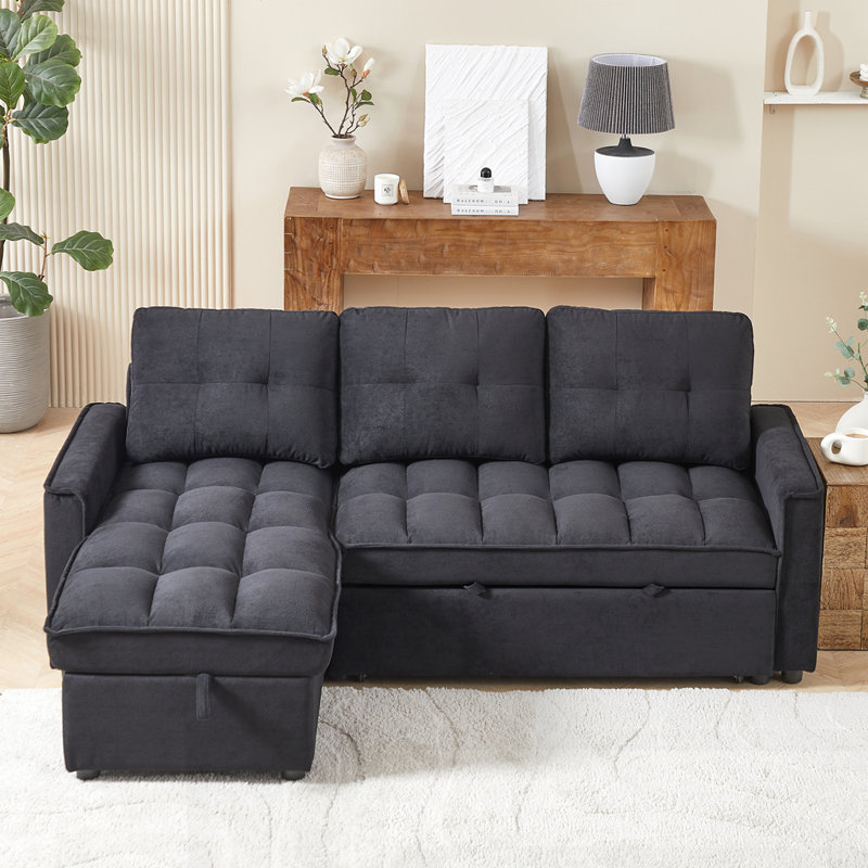 Nickcola Upholstered 78.25'' Sofa, Black