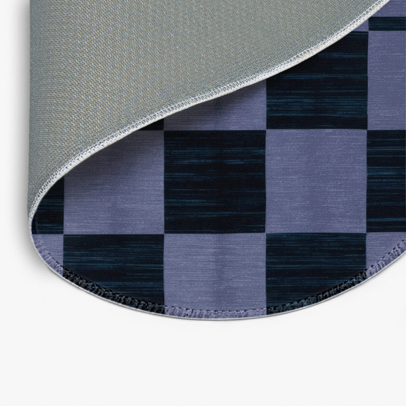 Tapis d'intérieur et d'extérieur à carreaux gris, Rond 5 pi