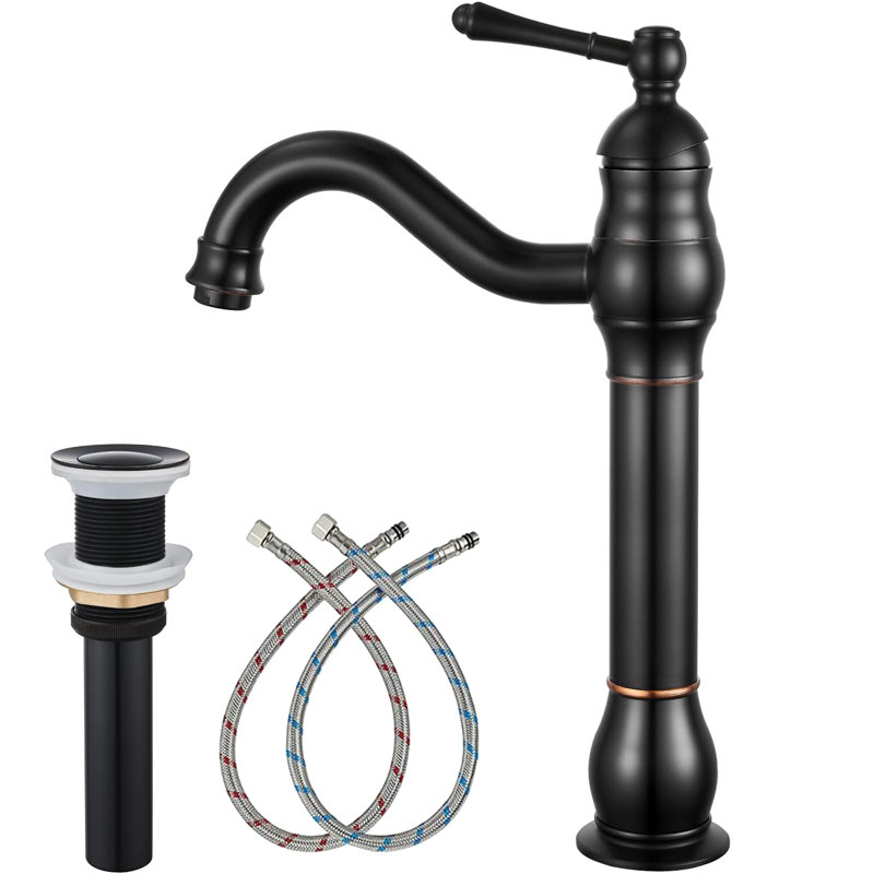 Vessel Sink Faucet Single-handle Bathroom Faucet with Drain Assembly, Antique Brass