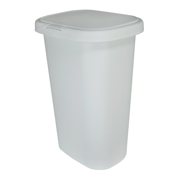 Rubbermaid 13.25 Gallon Rectangular Spring-Top Lid Kitchen Wastebasket  Trash Can for Tall Trashbags, White (4-Pack)