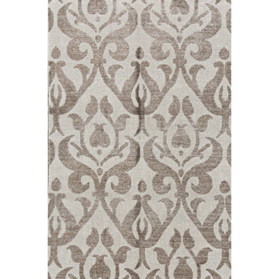 Tapis beige et brun noué à la main de haute qualité