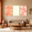 Ensemble de 3 reproductions d'art contemporain sur toile avec demi-cercles et feuilles tropicales-1495065268