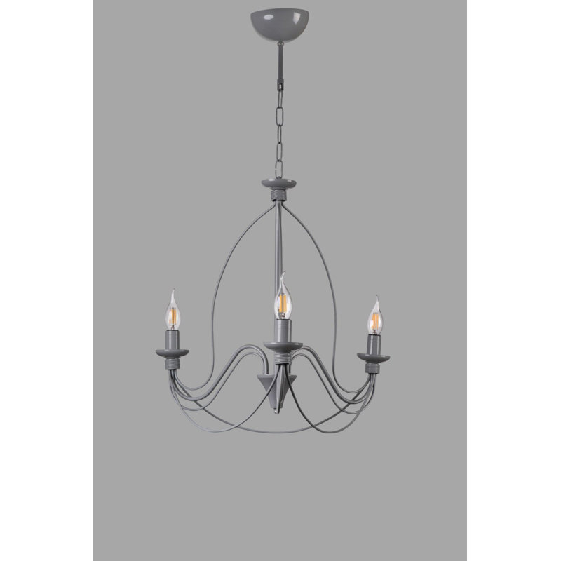 Luminaire de lustre réglable élégant, corps en métal gris, 21,3 po x 21,3 po x 35,4 po | 3 x douilles E14, 40 W maximum (ampoules non incluses) | Parfait pour la décoration de salle à manger et de salon, design moderne et élégant