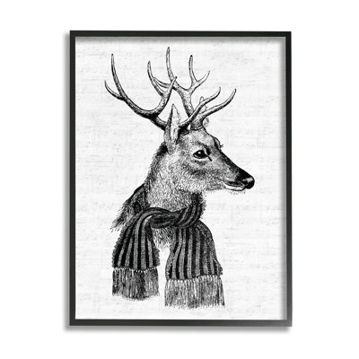 «Reindeer in Scarf Minimal Vintage Portrait» par Lettered and Lined - impression d'art graphique