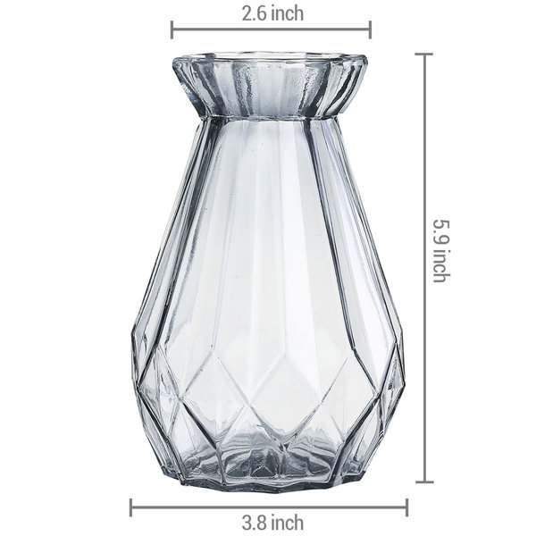 Decorative Clear Glass Vase, Diamond-Faceted Flower Bud Vases, Set of 6 