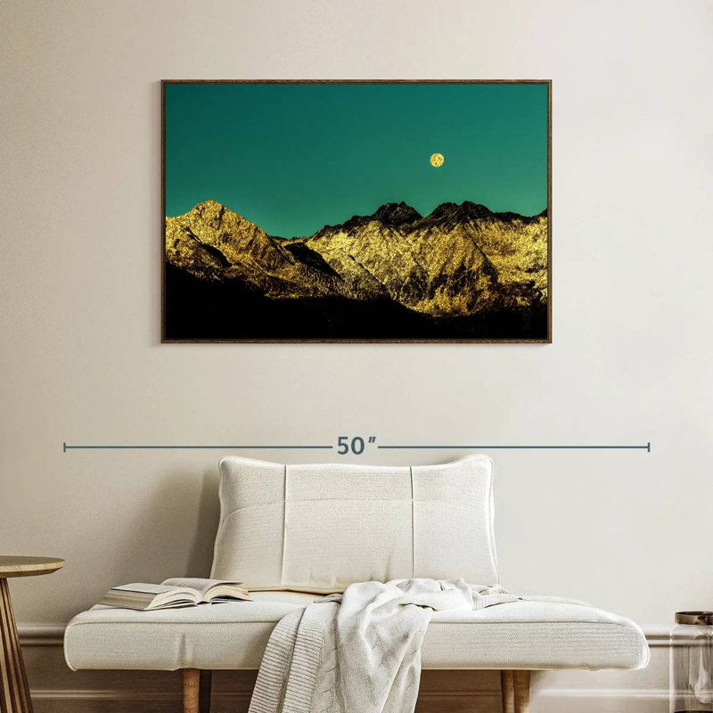 Golden Mountain Range, Cadre flottant noyer, 40 po x 27 po