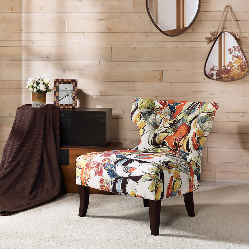 Chaise d'appoint Home Home avec coussin rembourré sans accoudoirs et pieds en bois massif