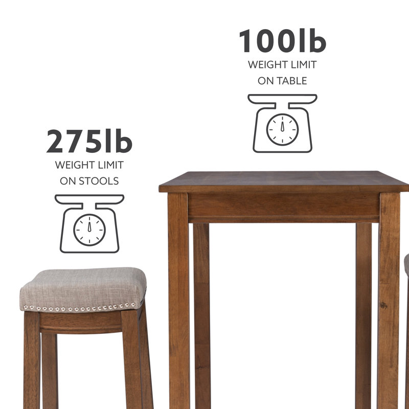 Ensemble de salle à manger à hauteur de bar 4 personnes Arlyce, H 42 po x L 47,25 po x l 23,75 po, Rustic, Rustic