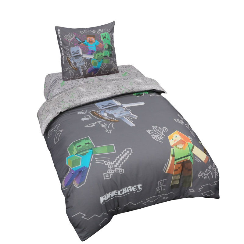 MINECRAFT Cotton Duvet Cover Set with Pillow Shams Included