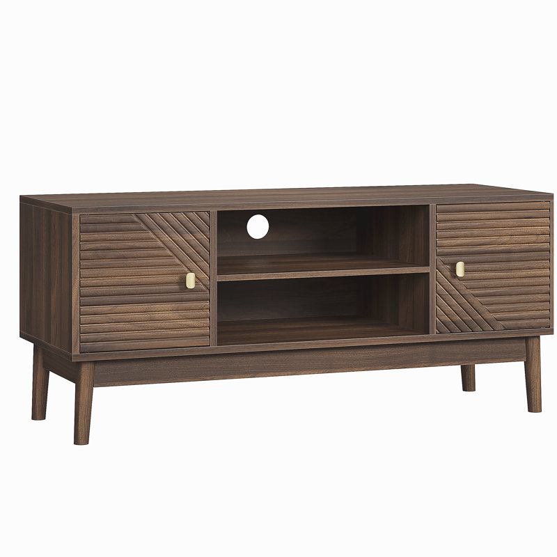 Meuble télé de 43,31 po, meuble télé de style Mid-Century moderne pour téléviseur 32/45 po, centre de divertissement avec rangement, console média