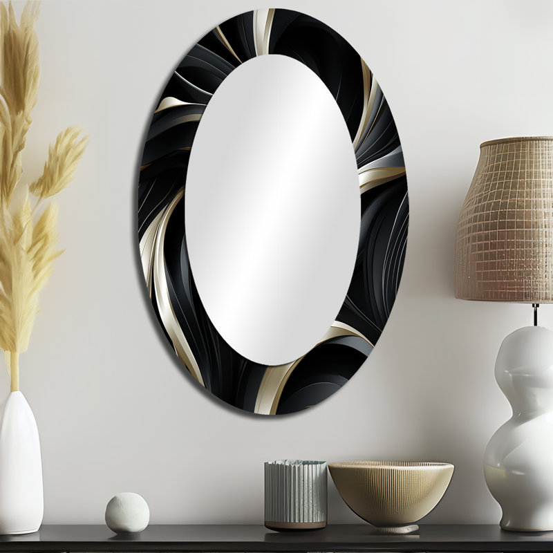 Smithtown - Miroir mural ovale noir glam, H 36 po x l 24 po