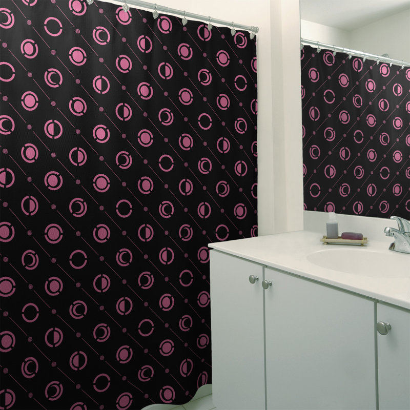Rideau de douche à phases simples classic moon Noira Gothard, Rose pastel / noir