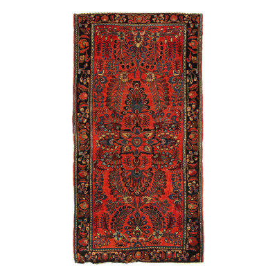 Tapis oriental brun / orange en laine / coton noué à la main 4 pi 11 po x 2 pi 6 po Mehme