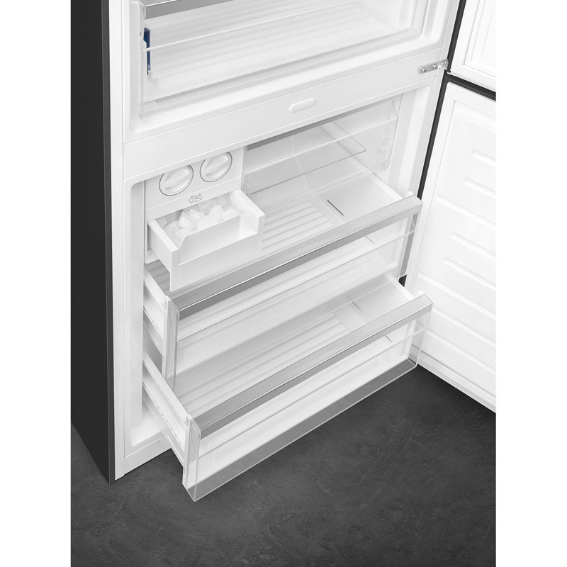 SMEG Portofino 27.7" Bottom Freezer Refrigerator 16.26 cu. ft., Matte Black, Left Handed