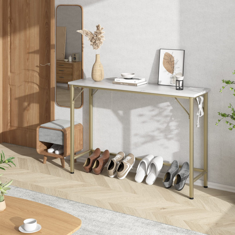 Console 39,3 po Jaliek, blanc, Or