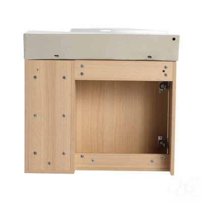 Meuble-lavabo mural 26 po avec lavabo en céramique blanche et porte à fermeture en douceur, emballage KD