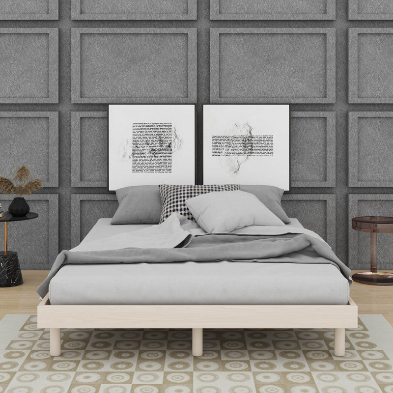 Lit plateforme flottant de conception moderne, Lit double , Blanchies