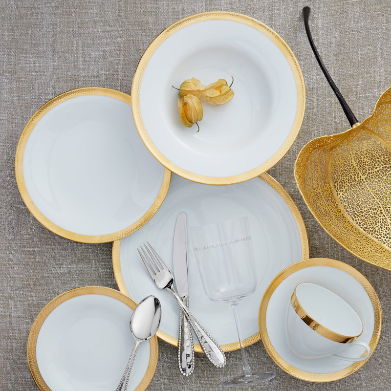 Smith Handmade Porcelain Dinnerware Set, Gold