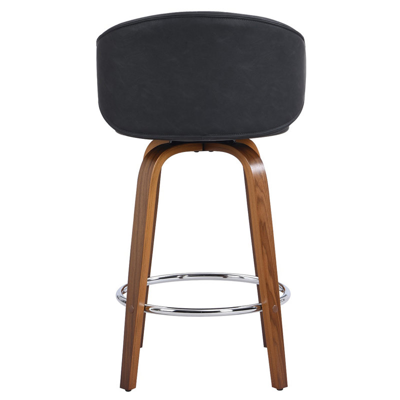 26" Upholstered Swivel Bar and Counter Stool with Wood Frame, gris