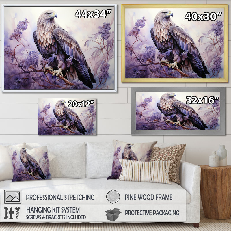 Aigle et grâce au domaine I, Toile tendue, H 24 po x l 32 po x P 1 po