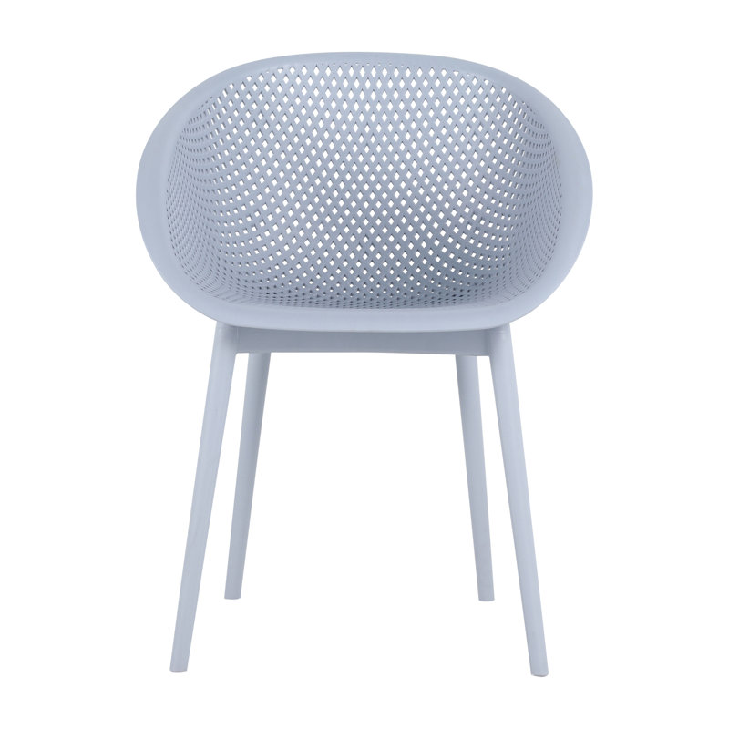 Ensemble de 2 chaises longues modernes - Plastique PP intérieur / extérieur toutes saisons, léger pour patio, plage, salon (bleu clair clair)