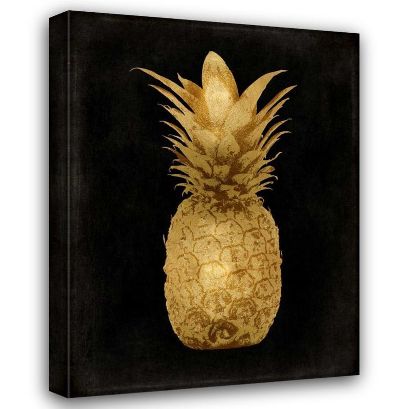 Bayou Breeze Bennett, art sur toile tendue de la galerie Kate: Gold Pineapple on Black I KTB114253, H 47 po x l 36 po