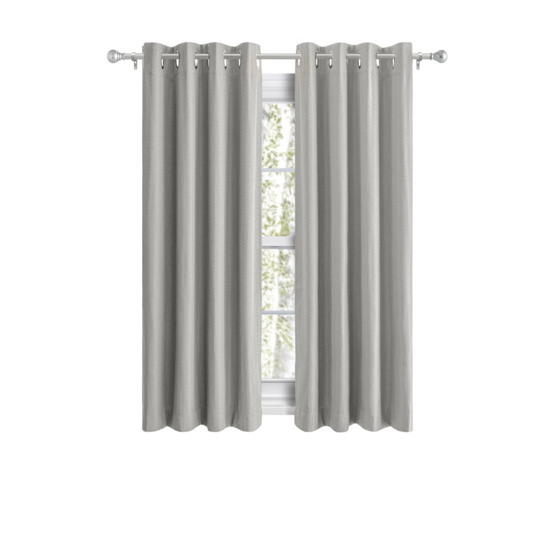 Cedarpoint Elegant Stripe Design Grommet Short Room Darkening Curtain Panels, 54" W x 45" L, Smoke
