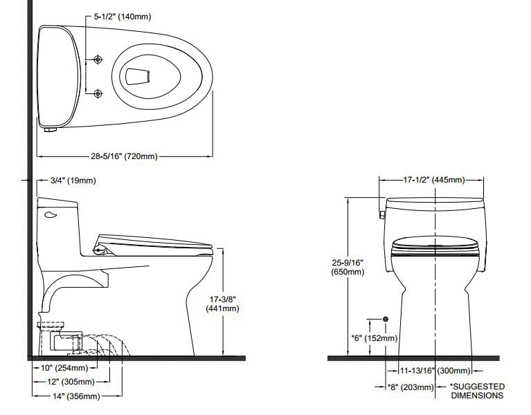 Carolina® II 1.28 GPF Water Efficient Elongated One-Piece Toilet (Seat Included), Bone