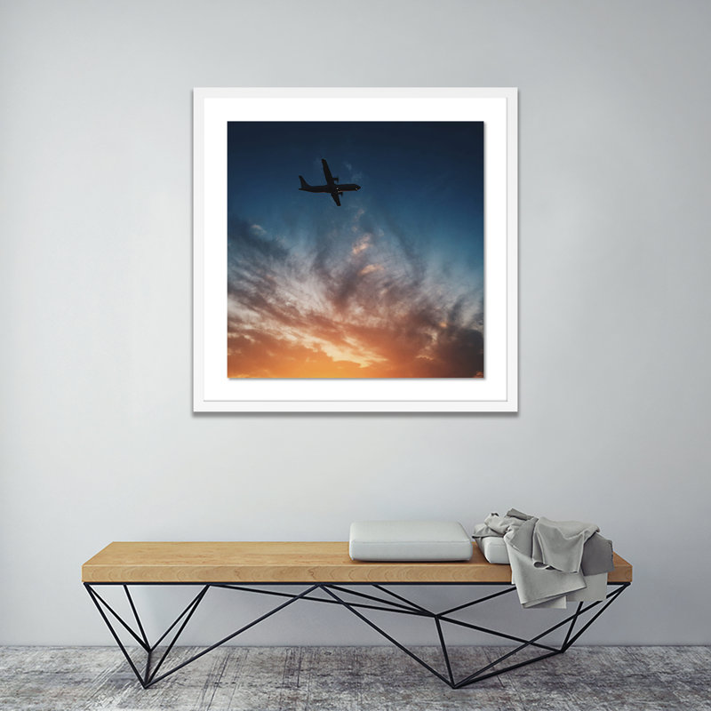 Sunset Plane Print by Vitaliy Paykov, White