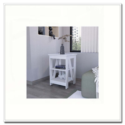 Table blanche avec 2 tablettes