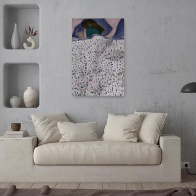 «Woman in Floral Bed», art mural abstrait paisible et serein