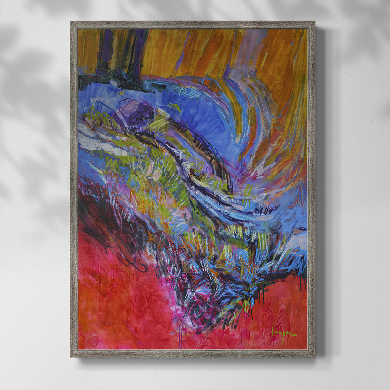 «Vibrant Flow II», reproduction encadrée - bois massif, H 21 po x l 17 po