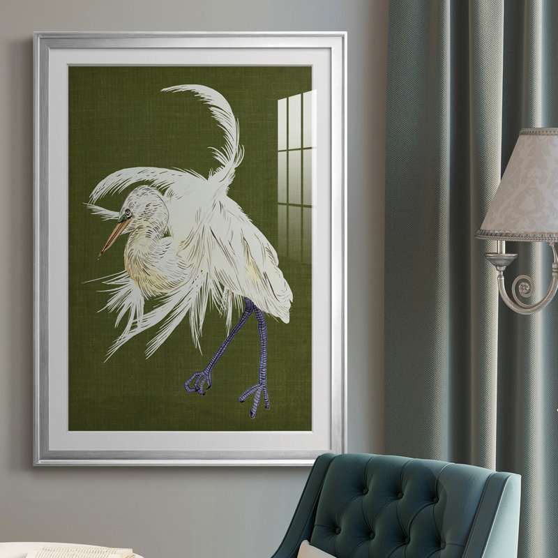 Heron Plumage II - reproduction de cadre photo, H 42,5 po x l 30,5 po x P 1 po, Argent