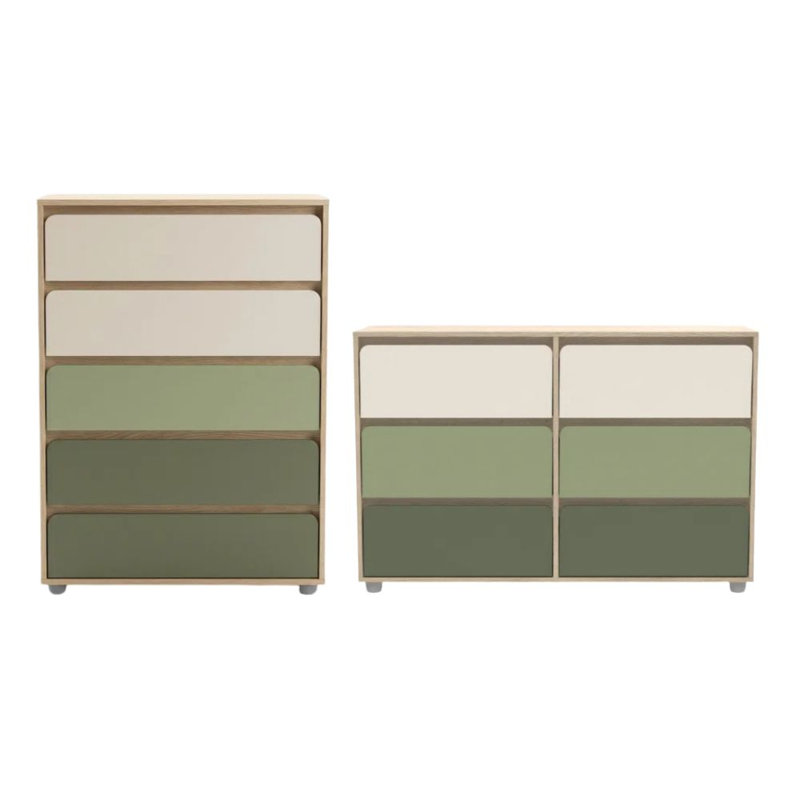 Bustillo Modern Contemporary 2 Pieces Bedroom Set, 2 Pcs: Dresser; Chest