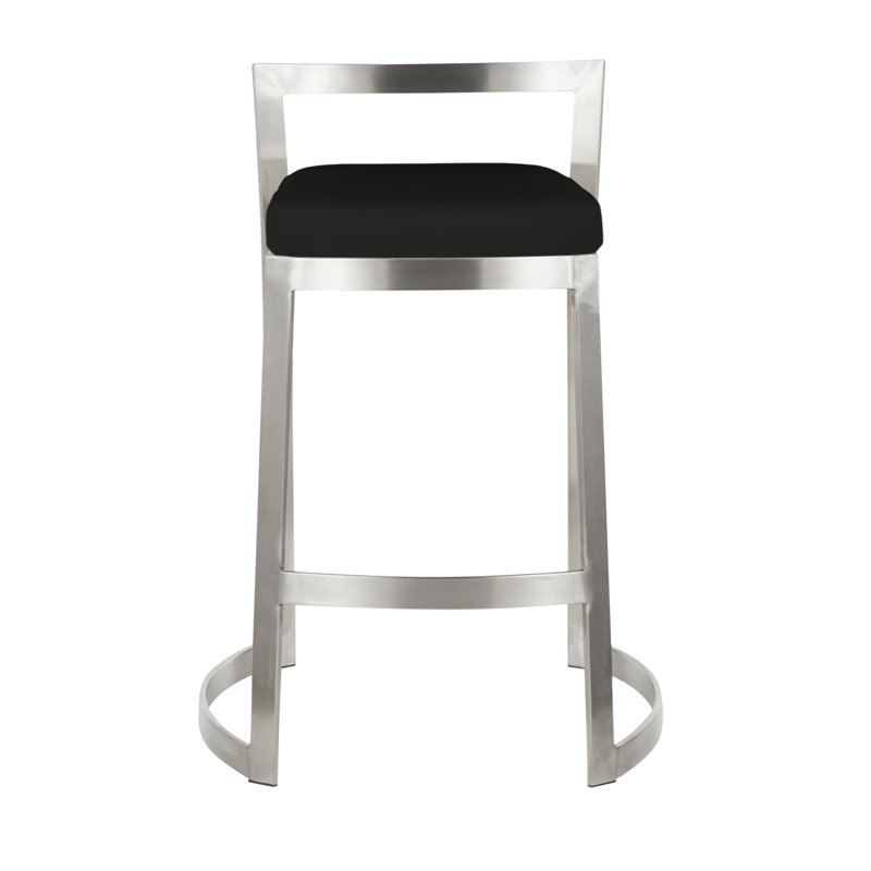Tabouret de bar 28 po Derik, Acier inoxydable, Velours noir