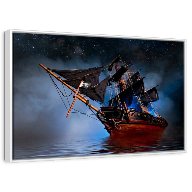 Bateau pirate, Cadre flottant blanc, 40 po x 27 po