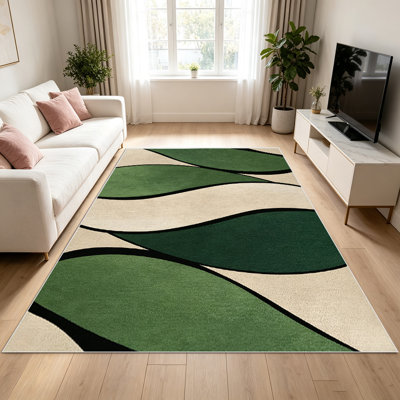 1pièce à motif de feuilles abstraites pour le salon, douce et confortable, convient à toutes les saisons, facile à entretenir, tapis de sol intérieur lavable à la machine, sous la table de ferme idéale pour la chambre à coucher, la salle à manger, la cuisine, le balcon, le patio.