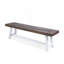 Banc de salle à manger en bois d'acacia brun foncé au fini sablé foncé avec structure en métal rustique blanc