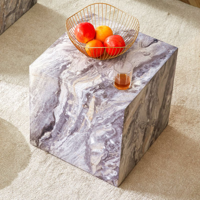 Elevate Your Living Space With This Modern MDF Coffee Table, Which Showcases Grey Textured Patterns. It Is Characterized By Stylish Design.