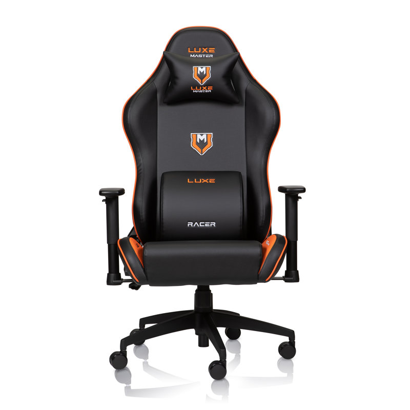 Bureau pivotant, bureau, fauteuil de jeu ergonomique et inclinable Luxe Racer, Orange, H 54,92 po x l 28,35 po x P 19 po