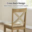 Chaise en bois massif de style campagnard à dossier en X avec siège tissé-1054667607-1054667605